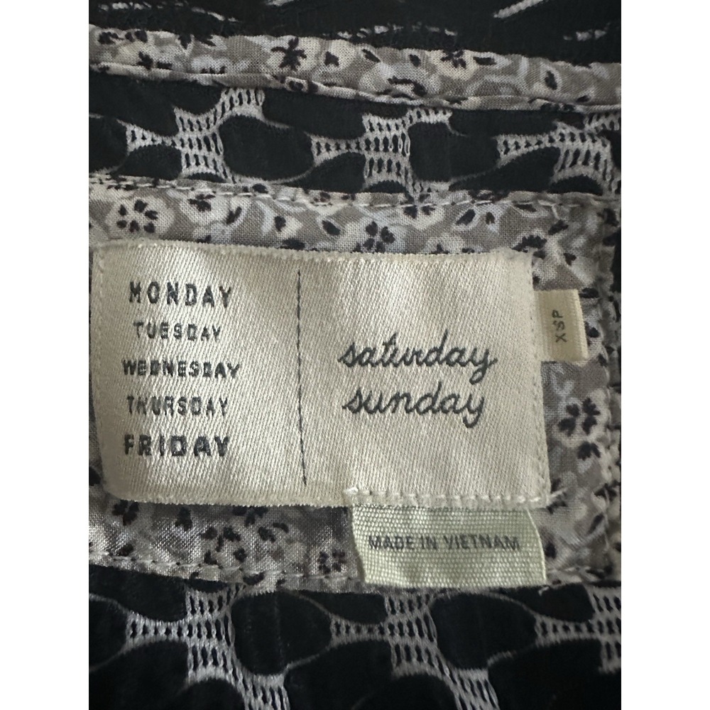 Saturday Sunday Anthropologie Sz XS Black Multi Print Textured Dress Geometric‎ - Picture 4 of 10